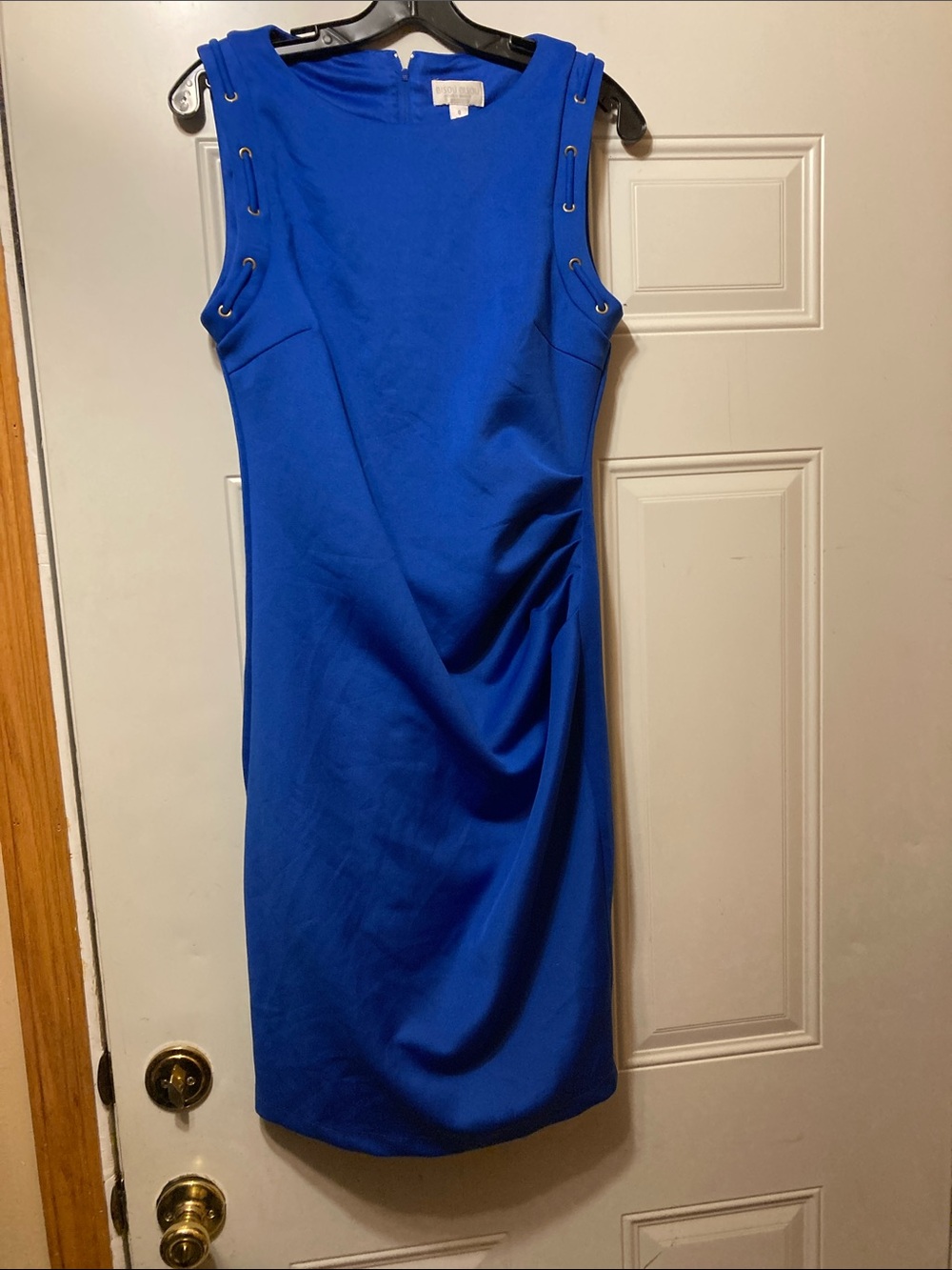Bisou Bisou Cobalt Blue Sleeveless Sheath Dress with Grommet Detail 8